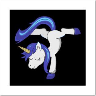 Handstand Unicorn Gymnast Acrobat Acrobatic Girls- Posters and Art